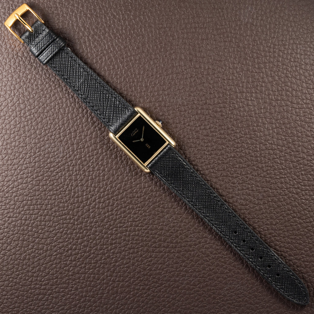 Cartier Tank Must de Black 'Onyx' Dial Vermeil GM from 1990s