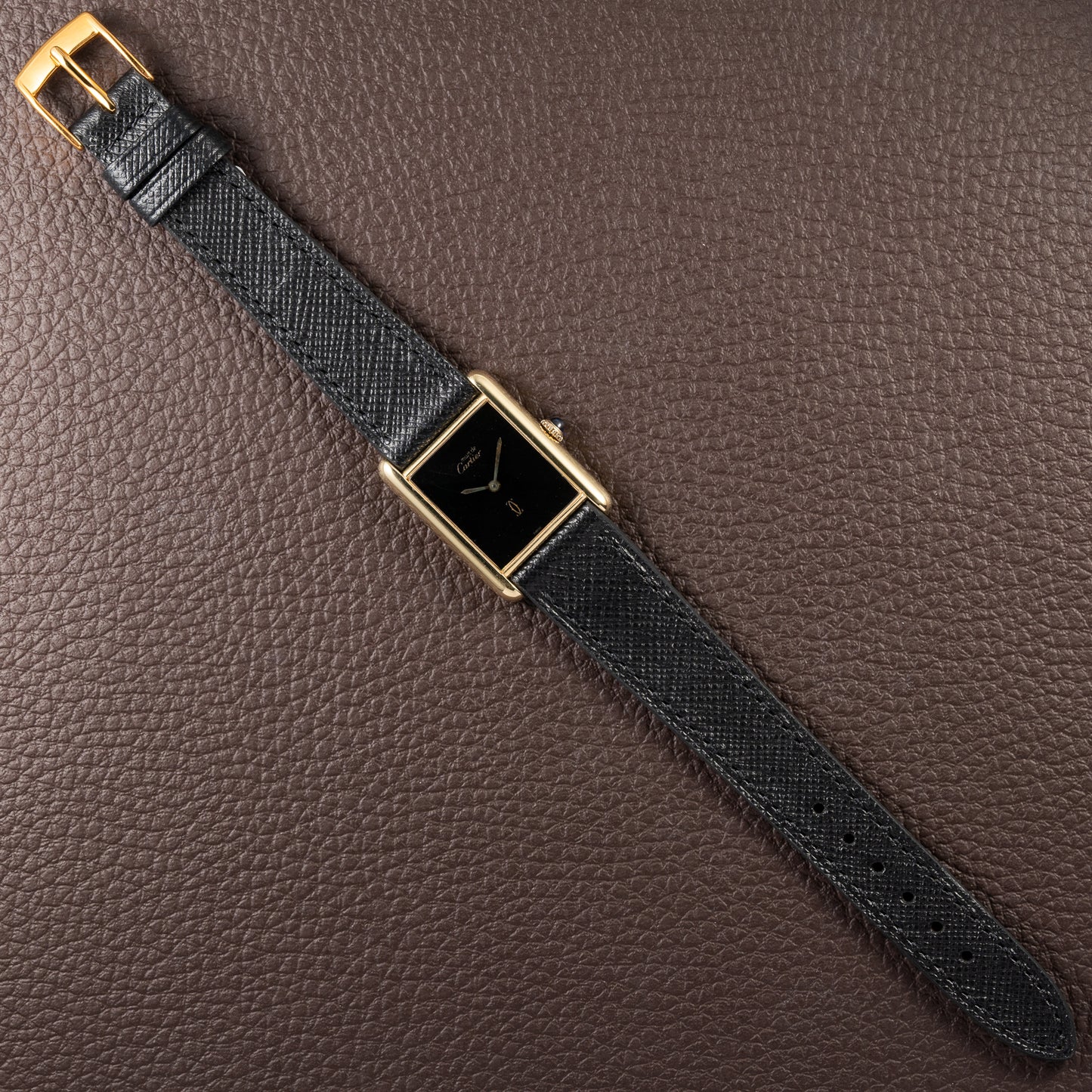 Cartier Tank Must de Black 'Onyx' Dial Vermeil GM from 1990s
