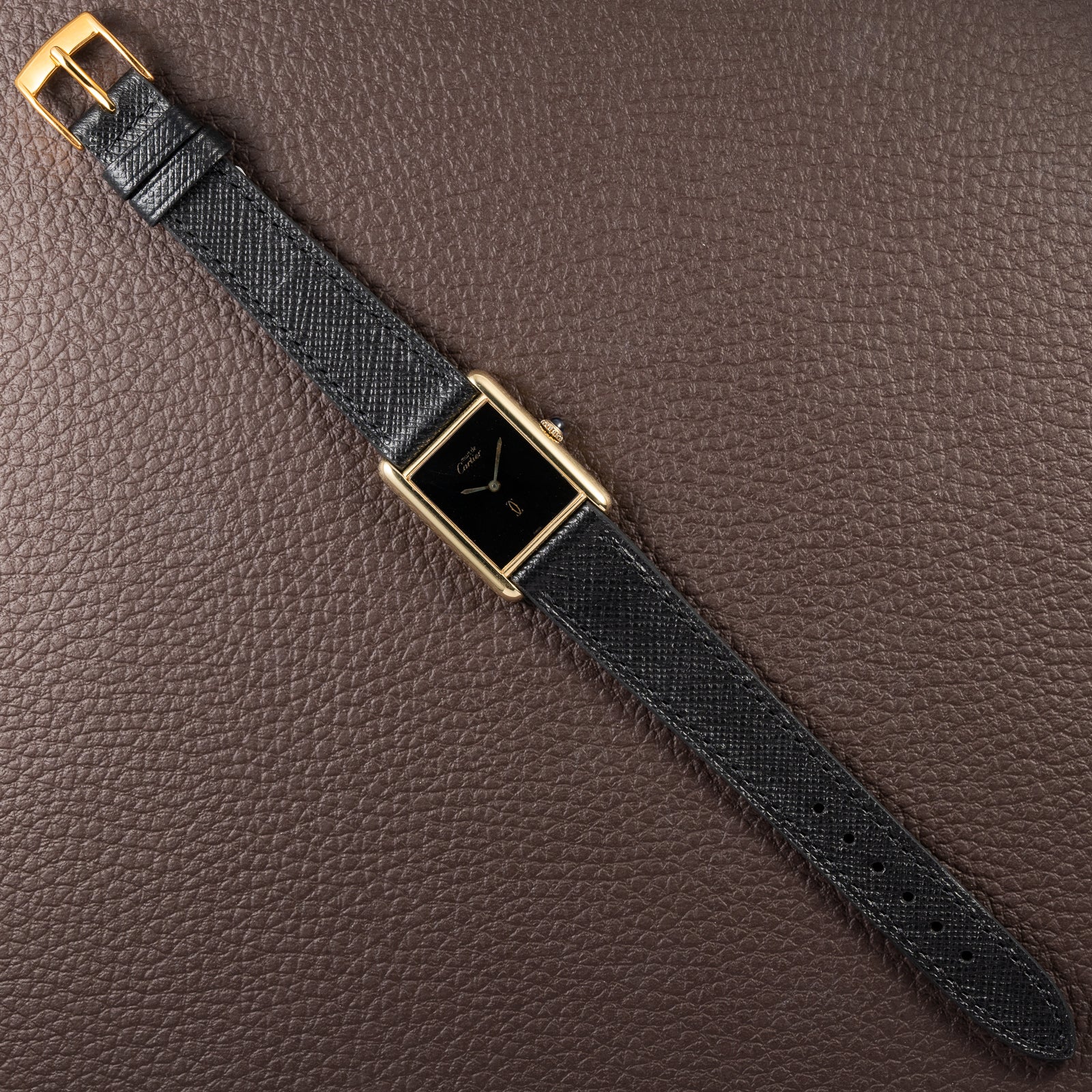 Cartier Tank Must de Black 'Onyx' Dial Vermeil GM from 1990s