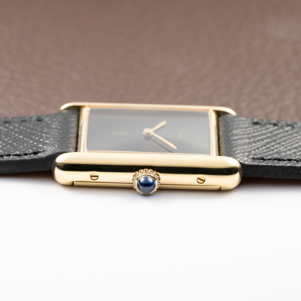 Cartier Tank Must de Black 'Onyx' Dial Vermeil GM from 1990s