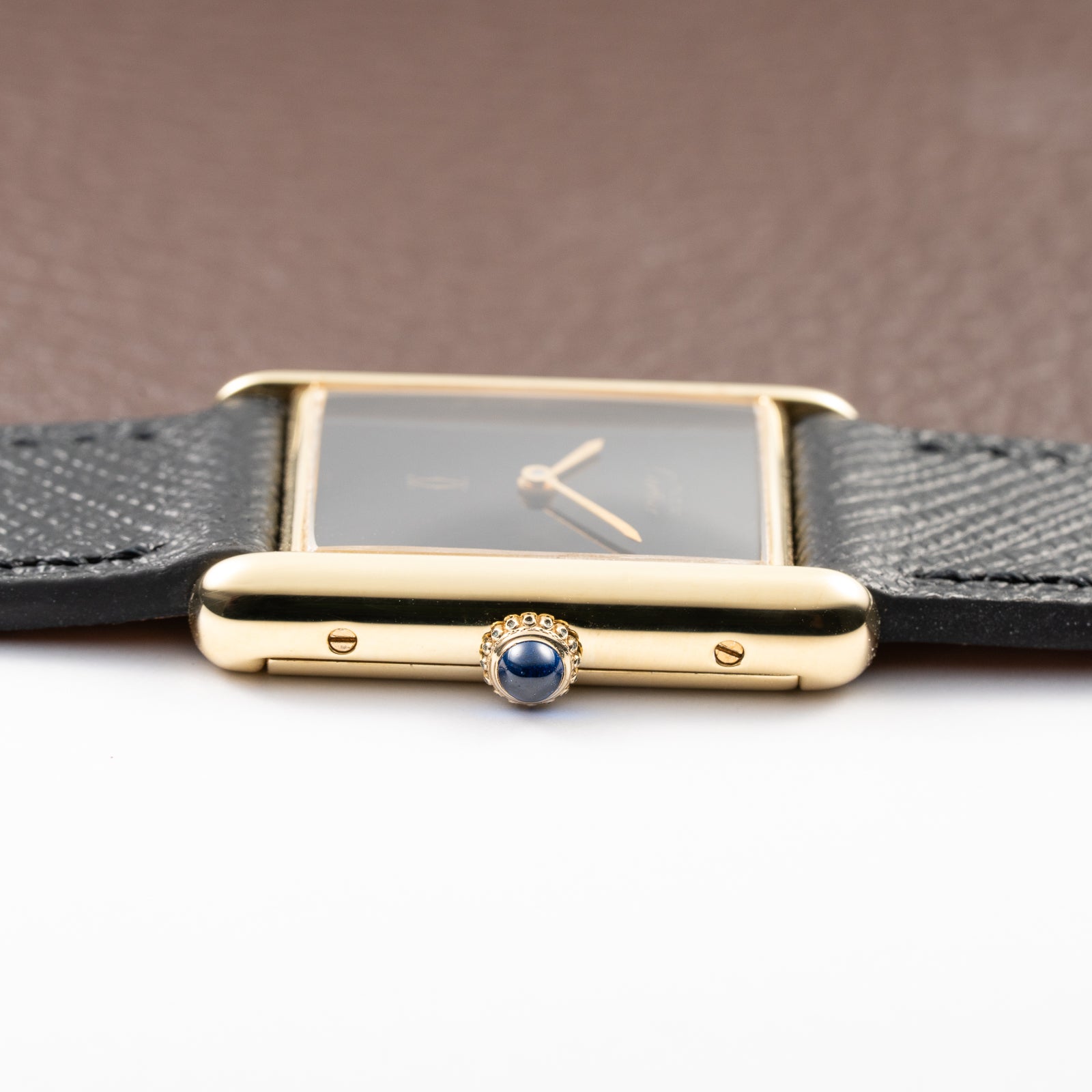 Cartier Tank Must de Black 'Onyx' Dial Vermeil GM from 1990s