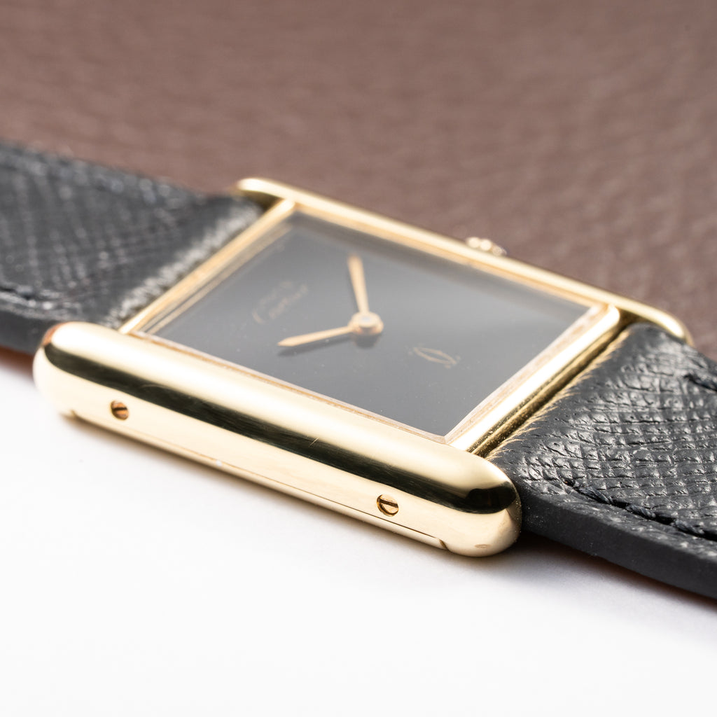 Cartier Tank Must de Black 'Onyx' Dial Vermeil GM from 1990s