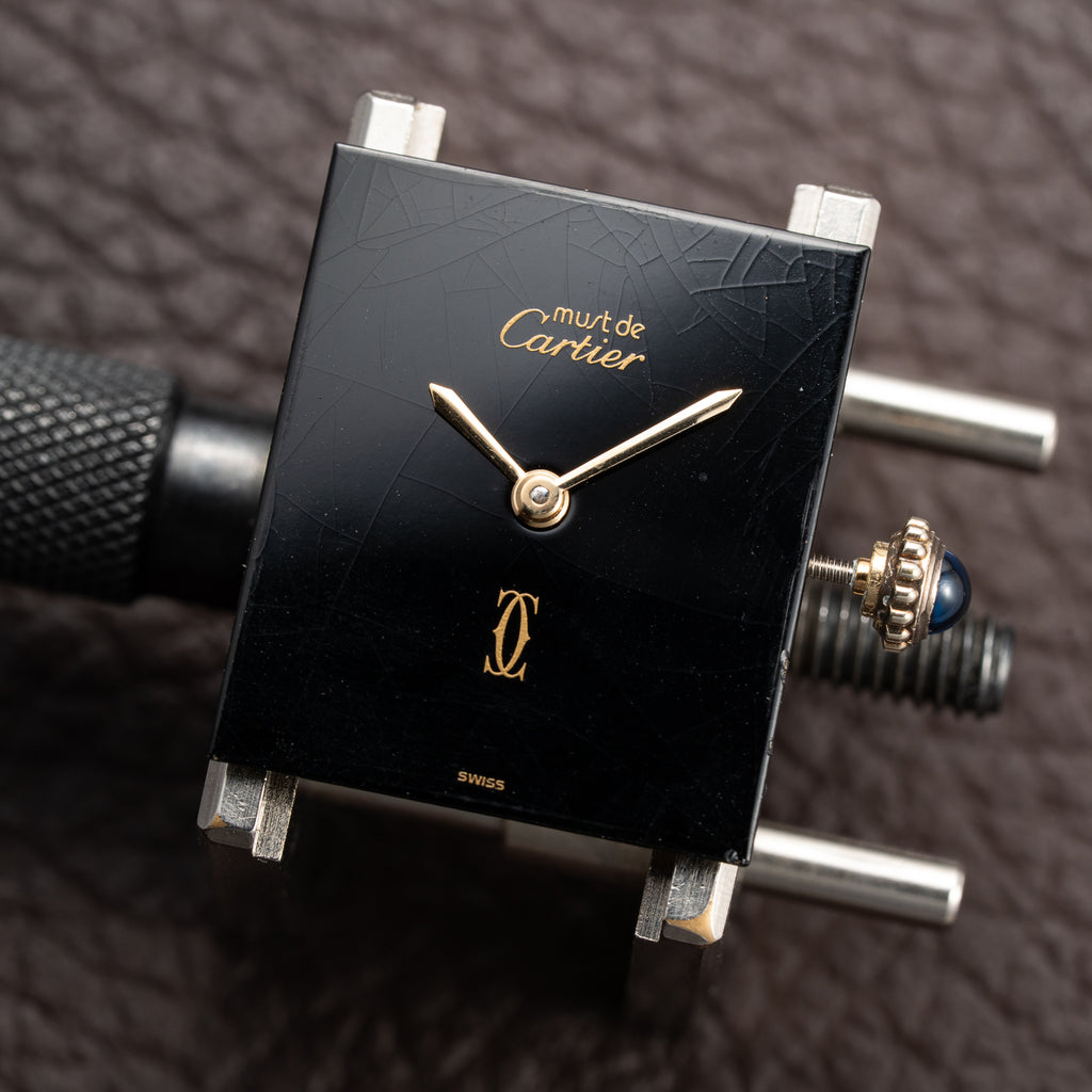Cartier Tank Must de Black Onyx Dial Vermeil GM from 1980s