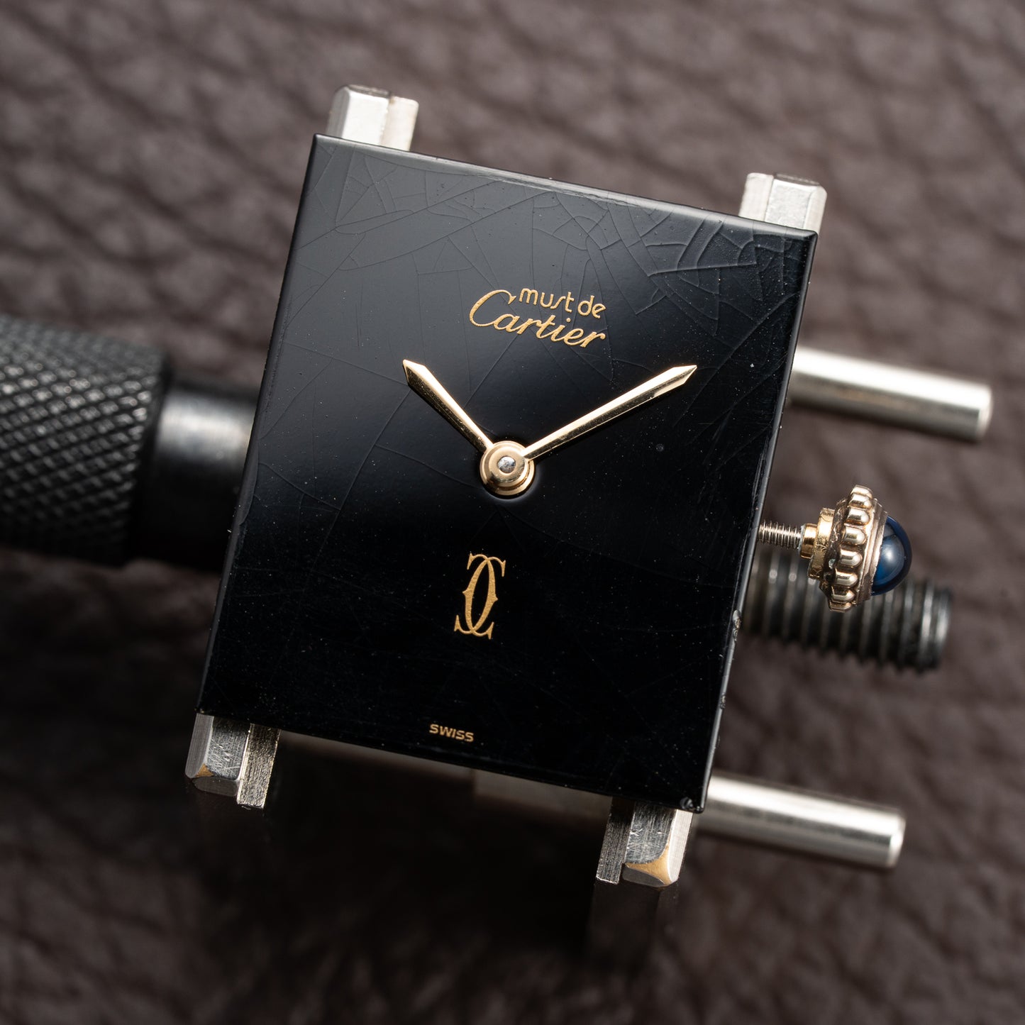 Cartier Tank Must de Black Onyx Dial Vermeil GM from 1980s