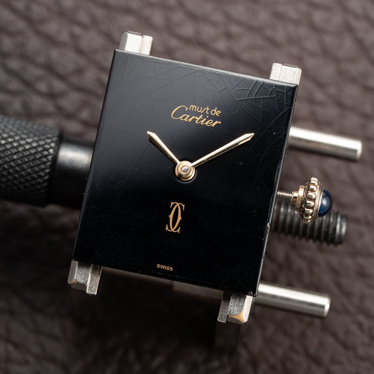 Cartier Tank Must de Black Onyx Dial Vermeil GM from 1980s