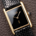Cartier Tank Must de Black Onyx Dial Vermeil GM from 1980s