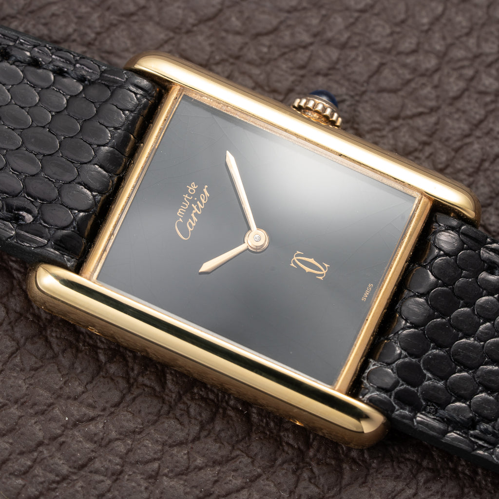 Cartier Tank Must de Black Onyx Dial Vermeil GM from 1980s