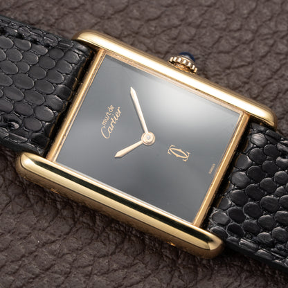 Cartier Tank Must de Black Onyx Dial Vermeil GM from 1980s