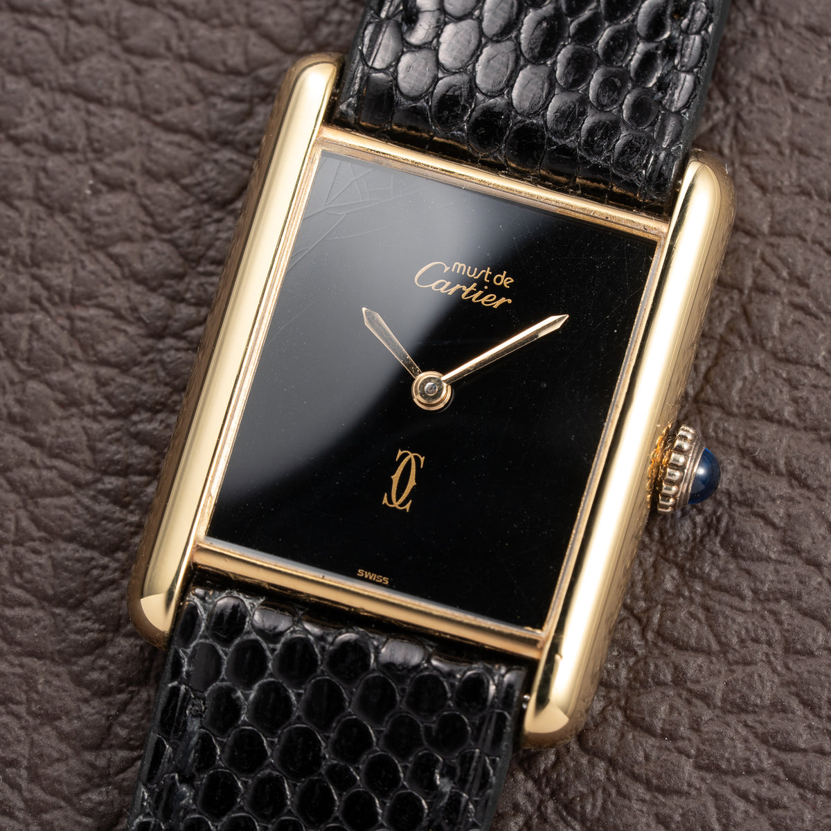 Cartier Tank Must de Black Onyx Dial Vermeil GM from 1980s