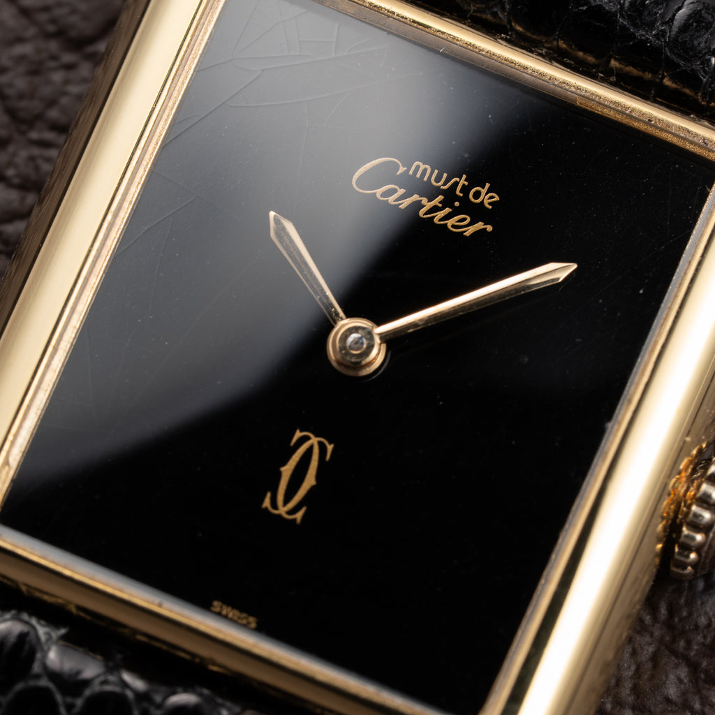 Cartier Tank Must de Black Onyx Dial Vermeil GM from 1980s