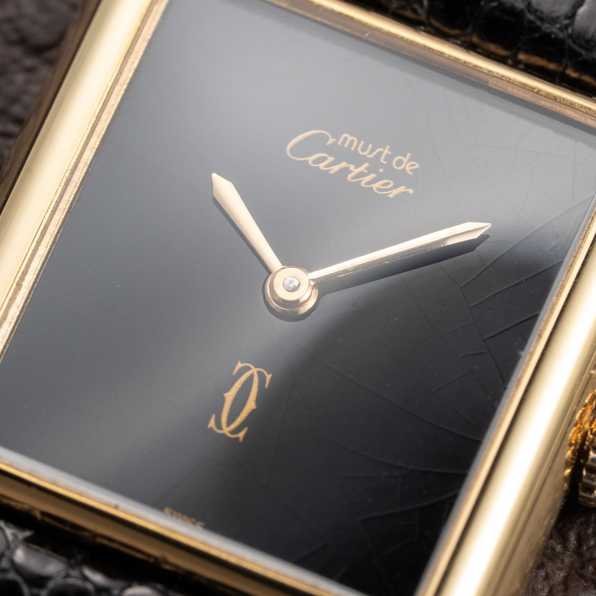 Cartier Tank Must de Black Onyx Dial Vermeil GM from 1980s
