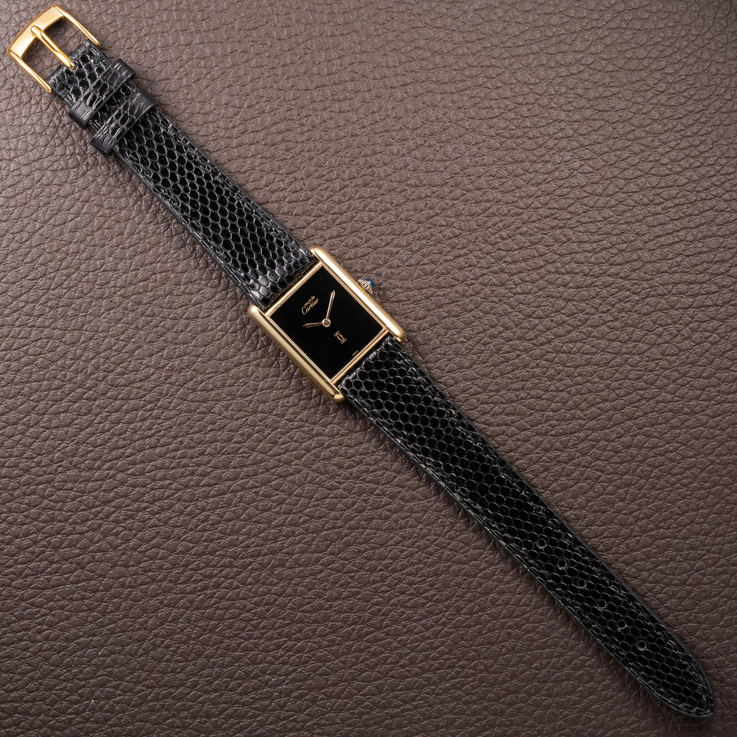 Cartier Tank Must de Black Onyx Dial Vermeil GM from 1980s