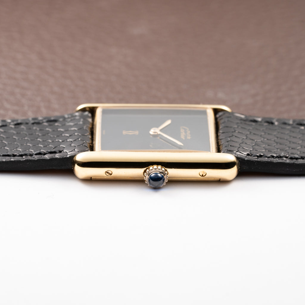Cartier Tank Must de Black Onyx Dial Vermeil GM from 1980s