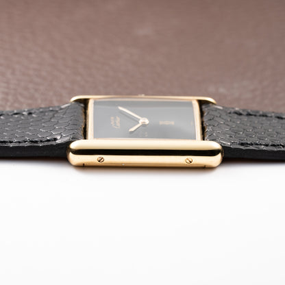 Cartier Tank Must de Black Onyx Dial Vermeil GM from 1980s