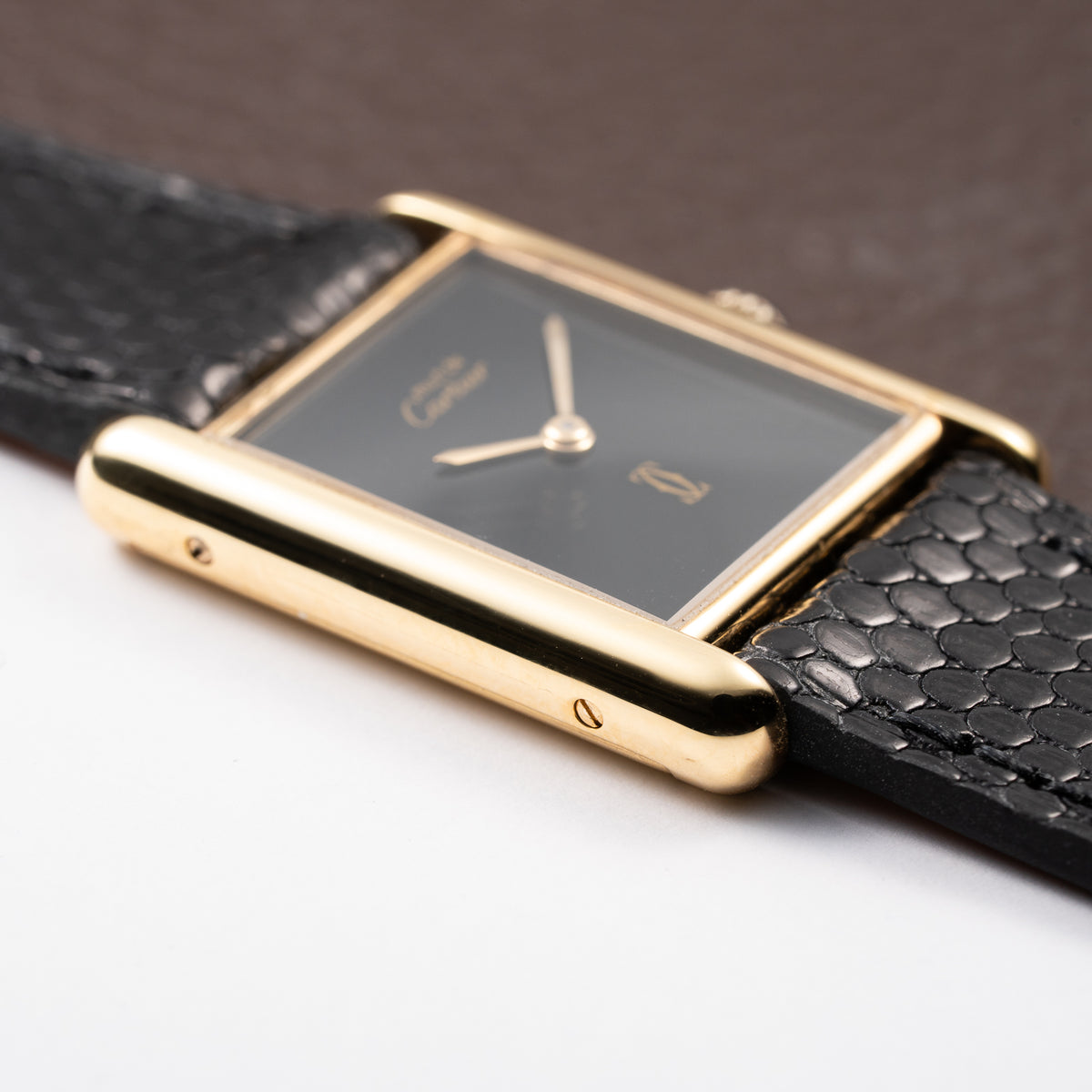 Cartier Tank Must de Black Onyx Dial Vermeil GM from 1980s
