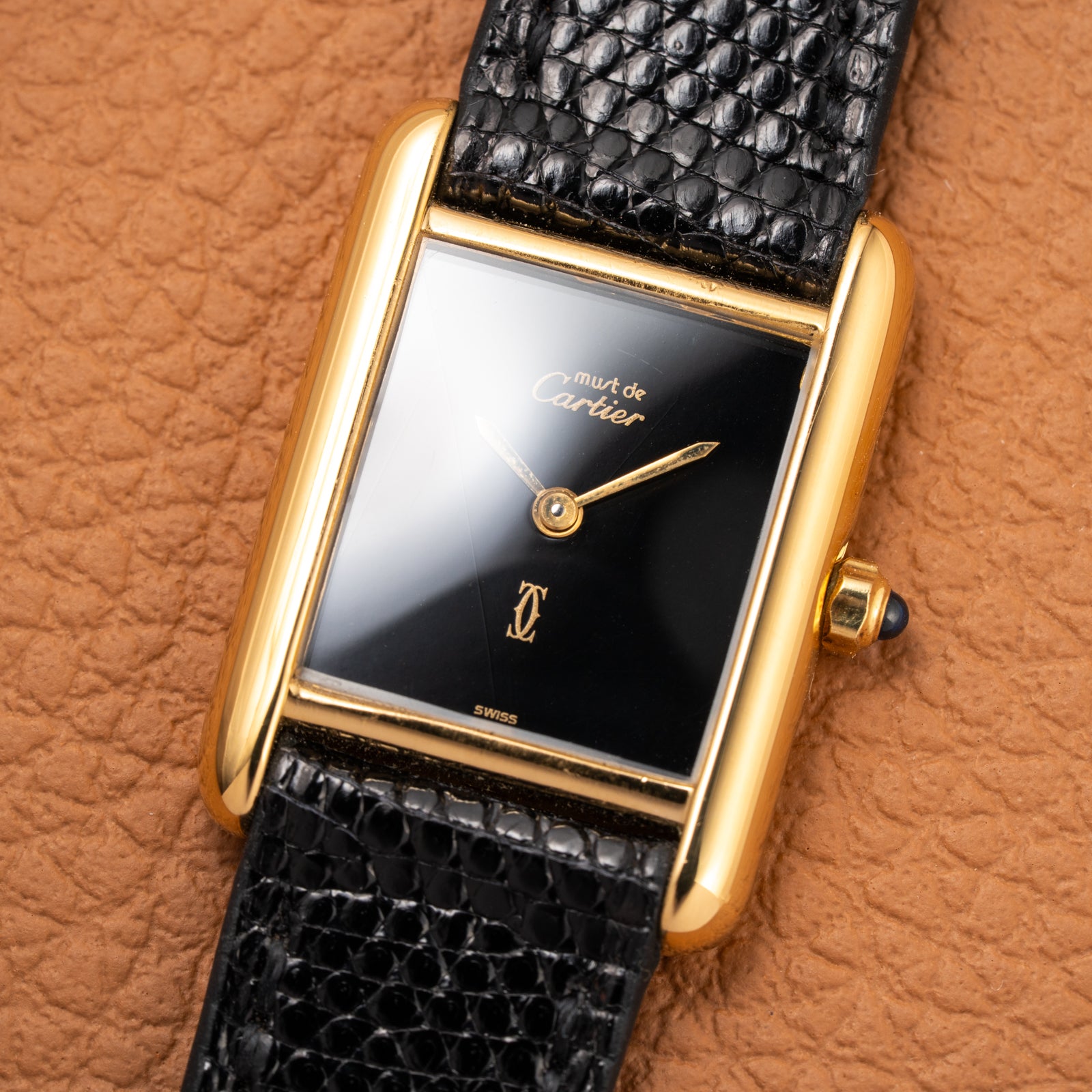 Cartier Tank Must de 'Onyx' 'Black "Spider" Dial Vermeil Ref. 3 66001 from 1980s