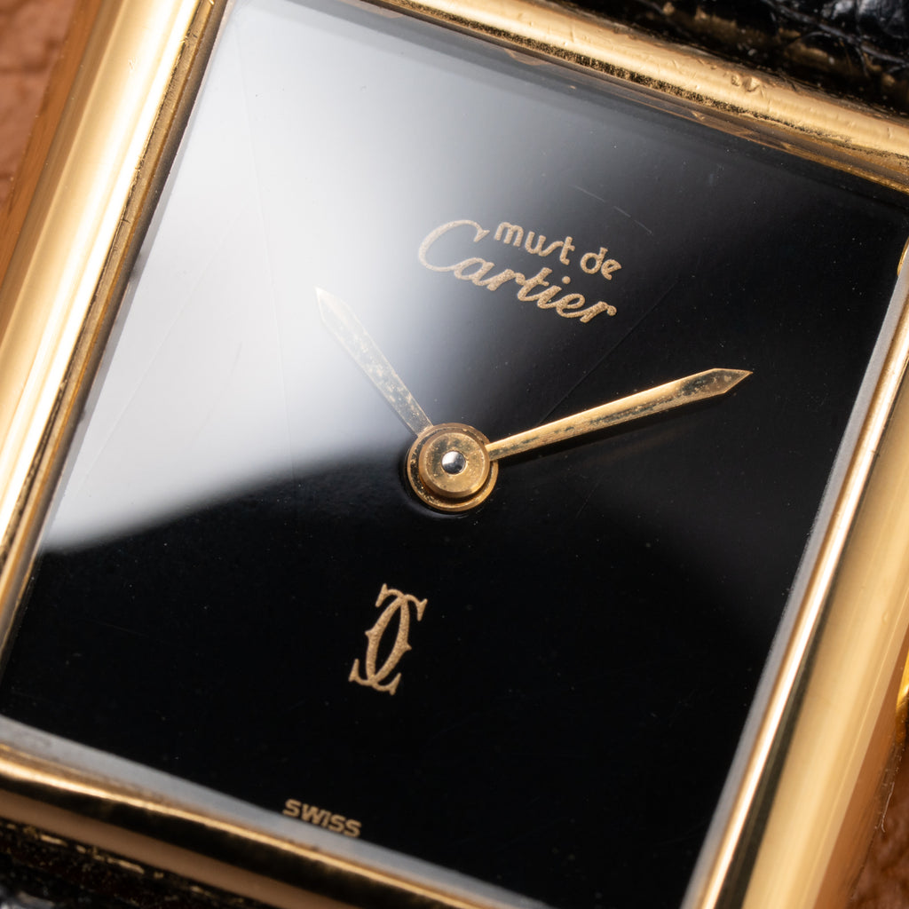 Cartier Tank Must de 'Onyx' 'Black "Spider" Dial Vermeil Ref. 3 66001 from 1980s