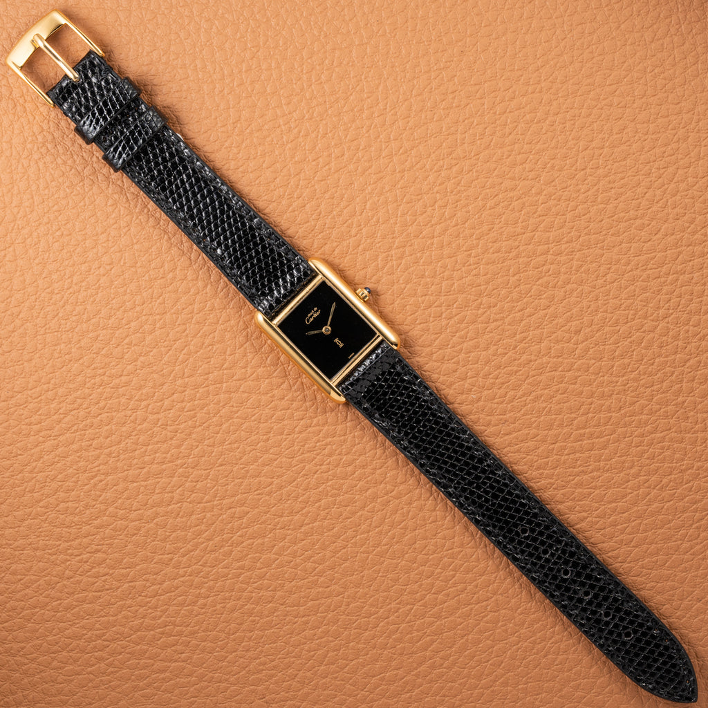 Cartier Tank Must de 'Onyx' 'Black "Spider" Dial Vermeil Ref. 3 66001 from 1980s