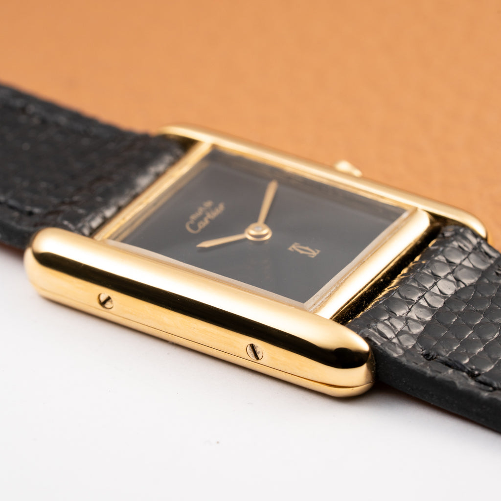 Cartier Tank Must de 'Onyx' 'Black "Spider" Dial Vermeil Ref. 3 66001 from 1980s