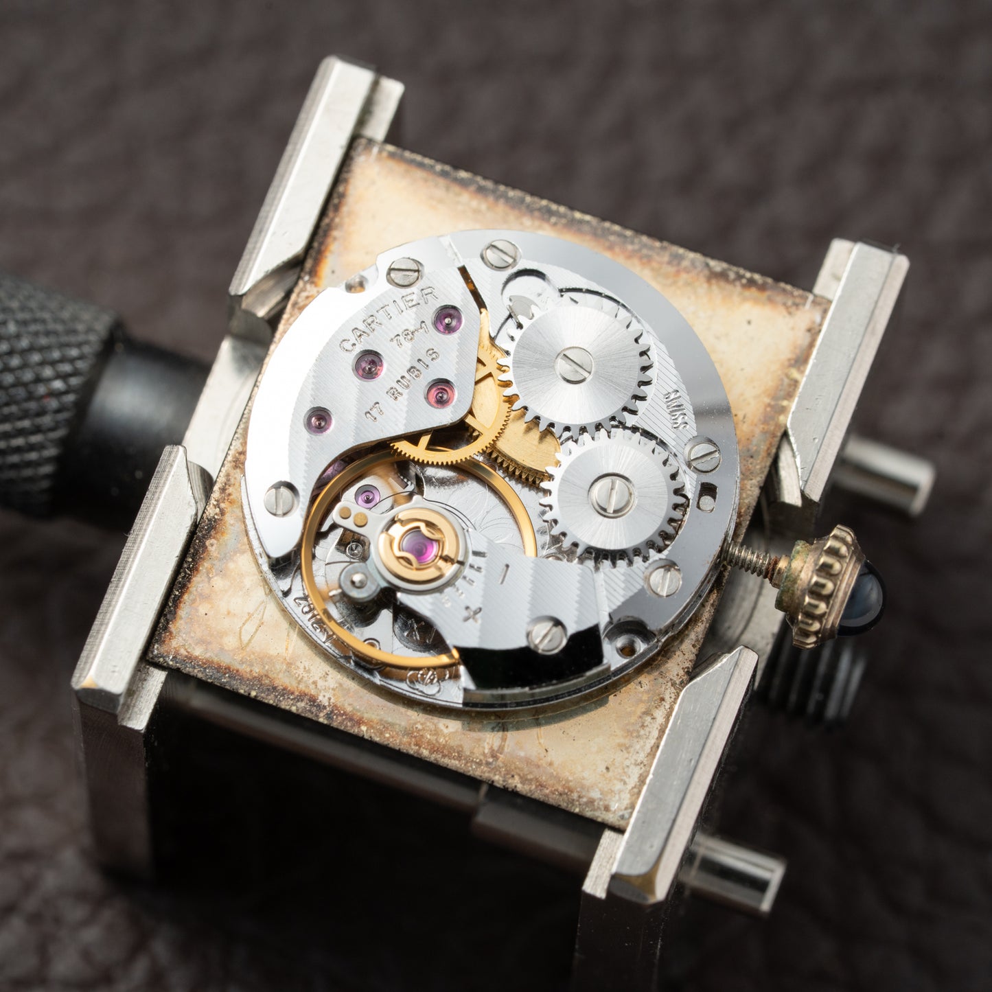 Cartier Must de Tank Vermeil Black Roman GM Full Set from 1980