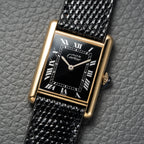Cartier Must de Tank Vermeil Black Roman GM Full Set from 1980