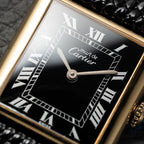 Cartier Must de Tank Vermeil Black Roman GM Full Set from 1980