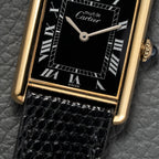 Cartier Must de Tank Vermeil Black Roman GM Full Set from 1980