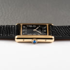 Cartier Must de Tank Vermeil Black Roman GM Full Set from 1980