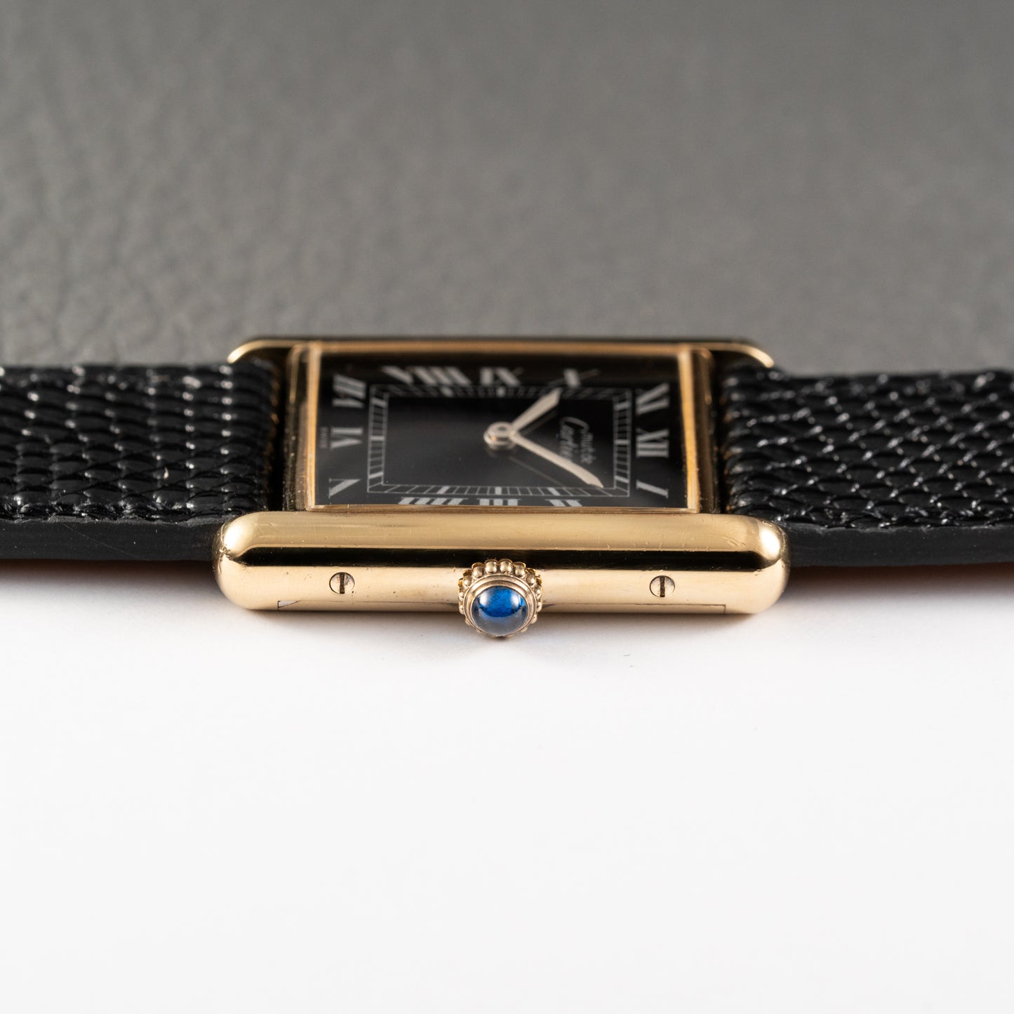 Cartier Must de Tank Vermeil Black Roman GM Full Set from 1980