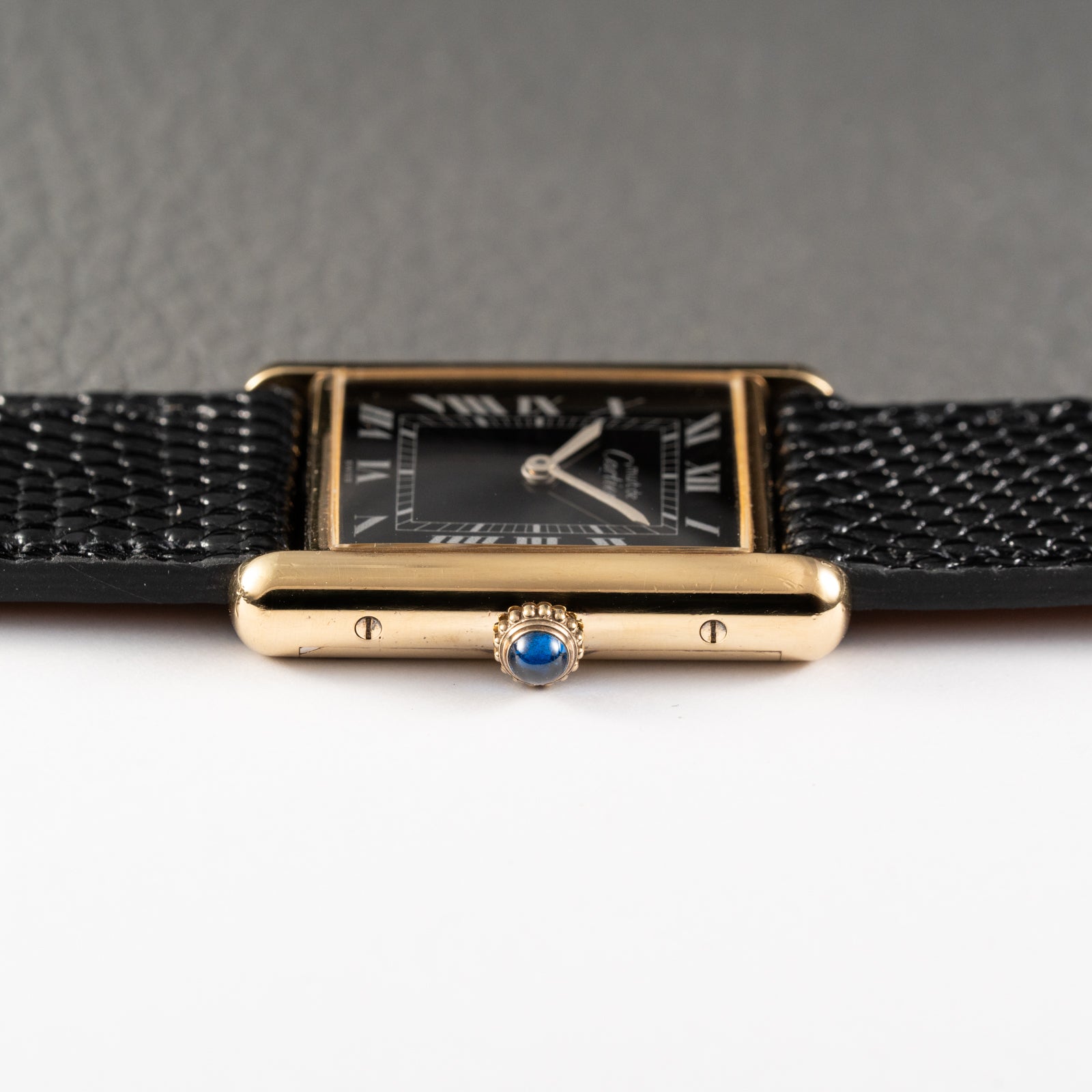 Cartier Must de Tank Vermeil Black Roman GM Full Set from 1980
