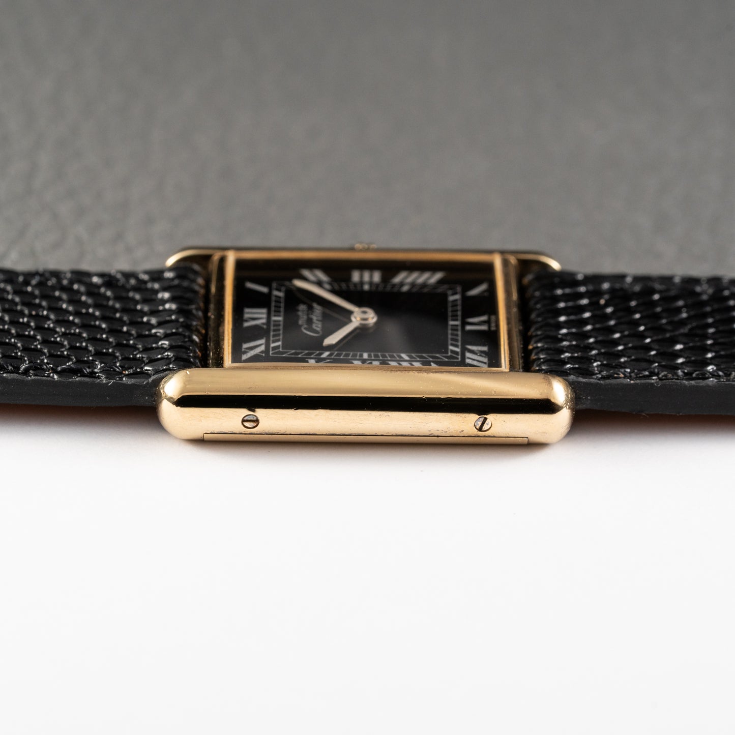 Cartier Must de Tank Vermeil Black Roman GM Full Set from 1980