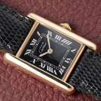 Cartier Tank Must de Black Roman Dial Vermeil PM 1980s