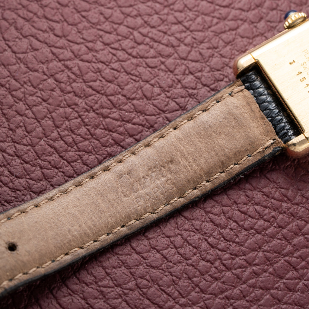 Cartier Tank Must de Black Roman Dial Vermeil PM 1980s