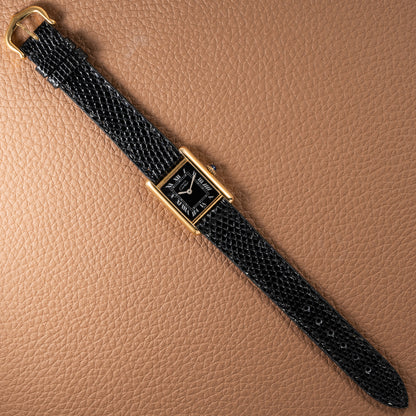 Cartier Tank Must de Vermeil Black Roman Dial PM 1980s