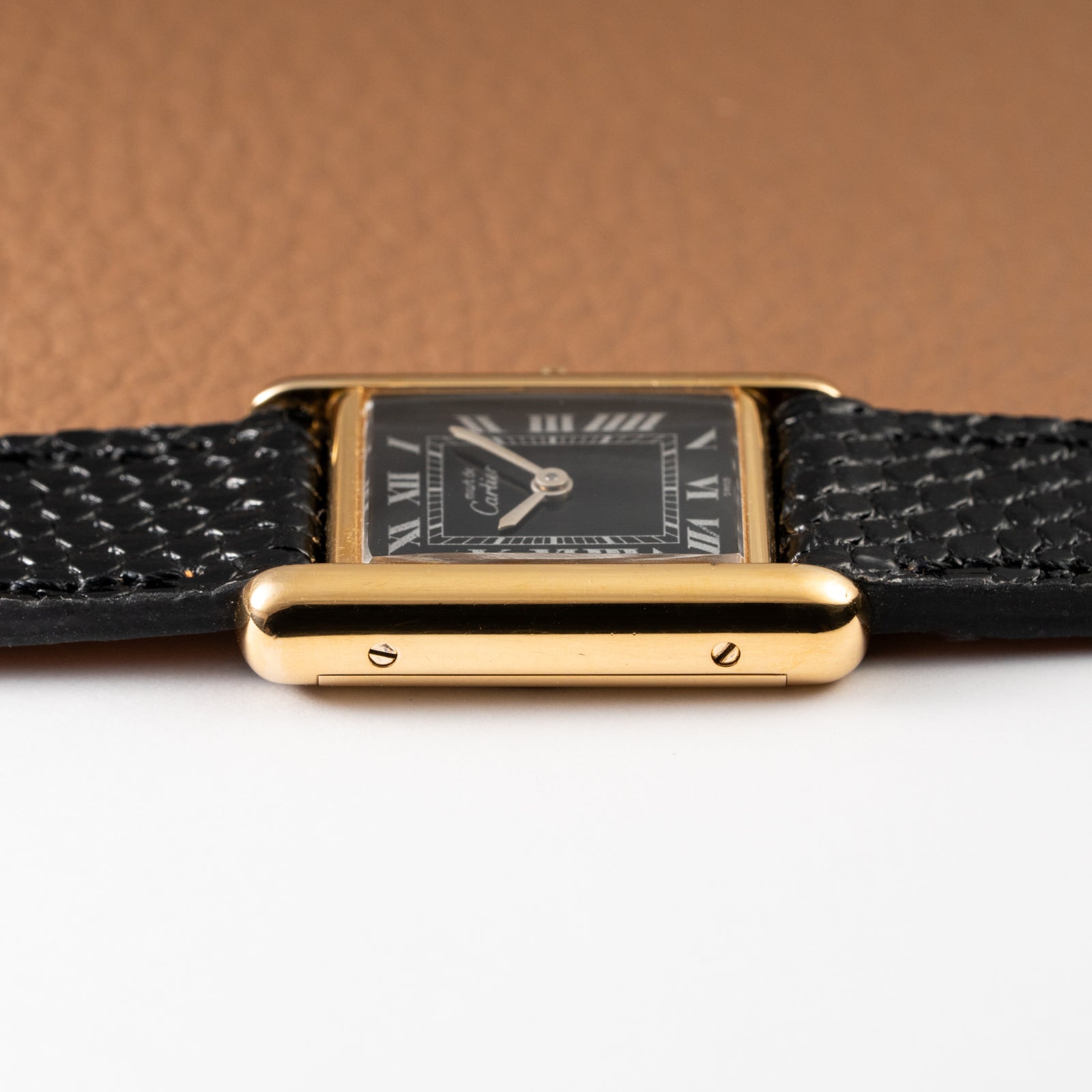 Cartier Tank Must de Vermeil Black Roman Dial PM 1980s