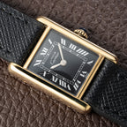 Cartier Tank Vermeil Black Roman Dial PM 1980s