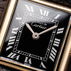 Cartier Tank Vermeil Black Roman Dial PM 1980s