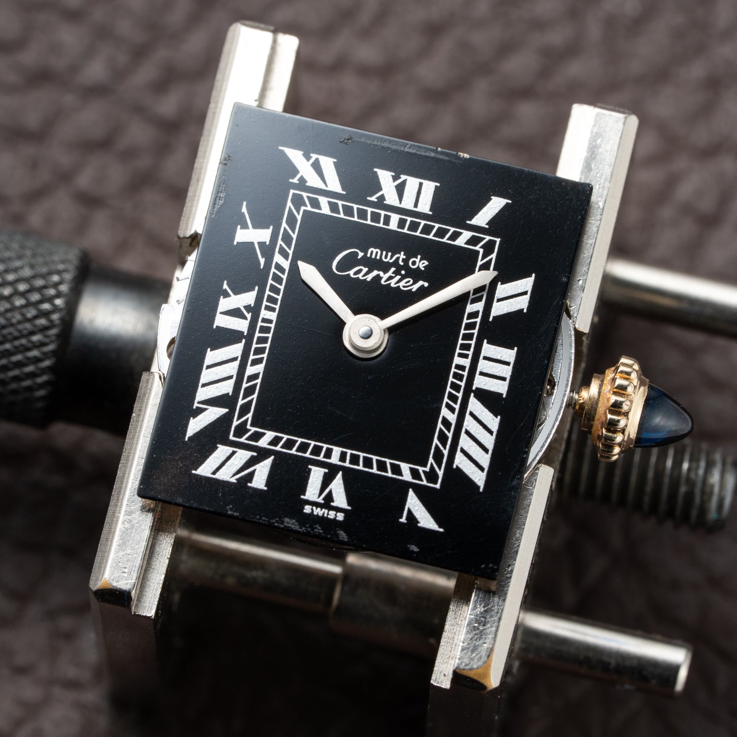 Cartier Tank Must de Vermeil Black Roman Dial PM 1980s
