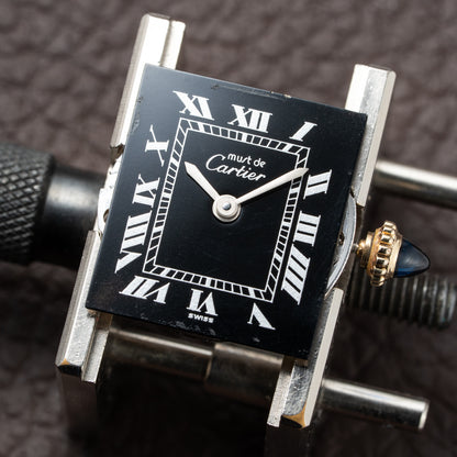 Cartier Tank Must de Vermeil Black Roman Dial PM 1980s