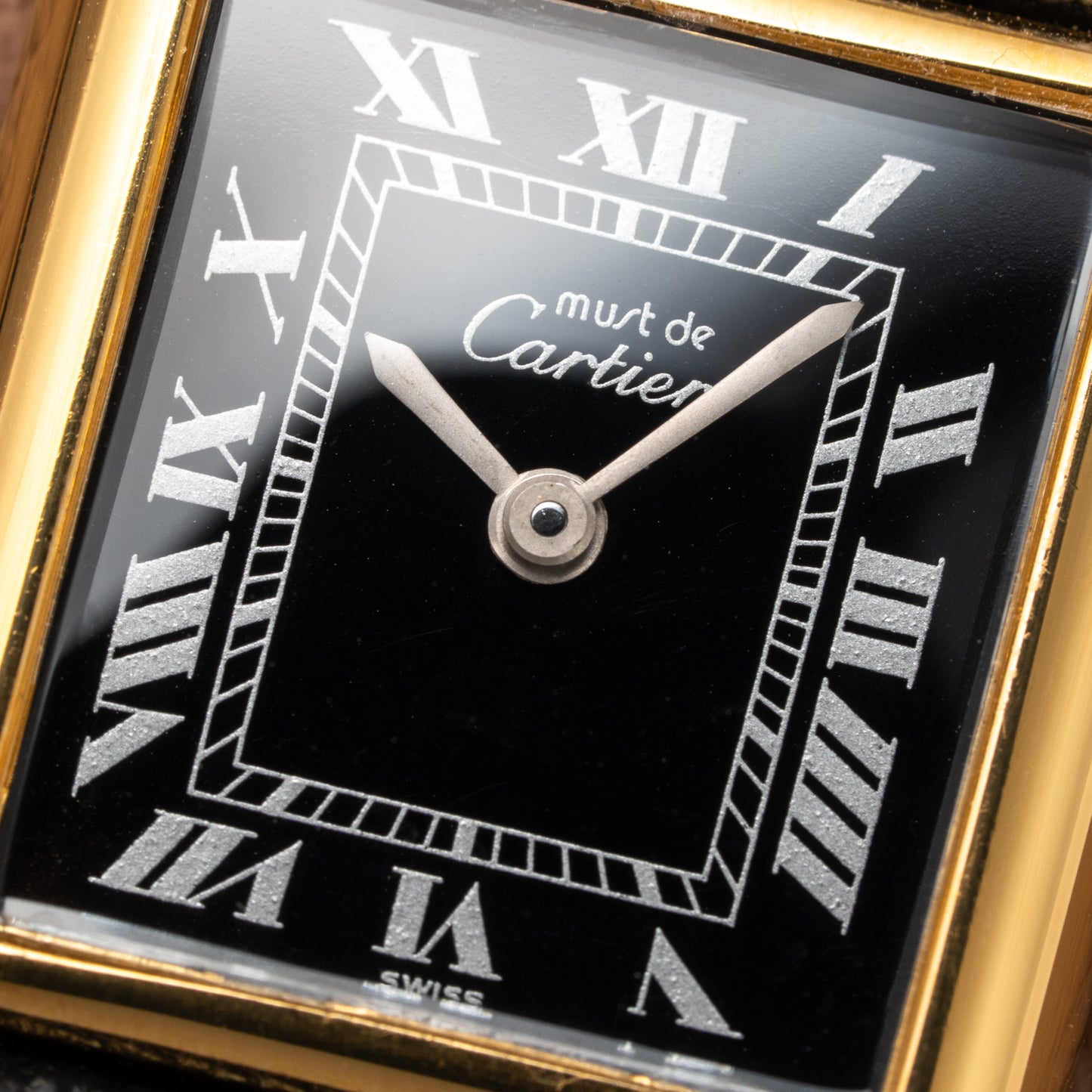 Cartier Tank Must de Vermeil Black Roman Dial PM 1980s