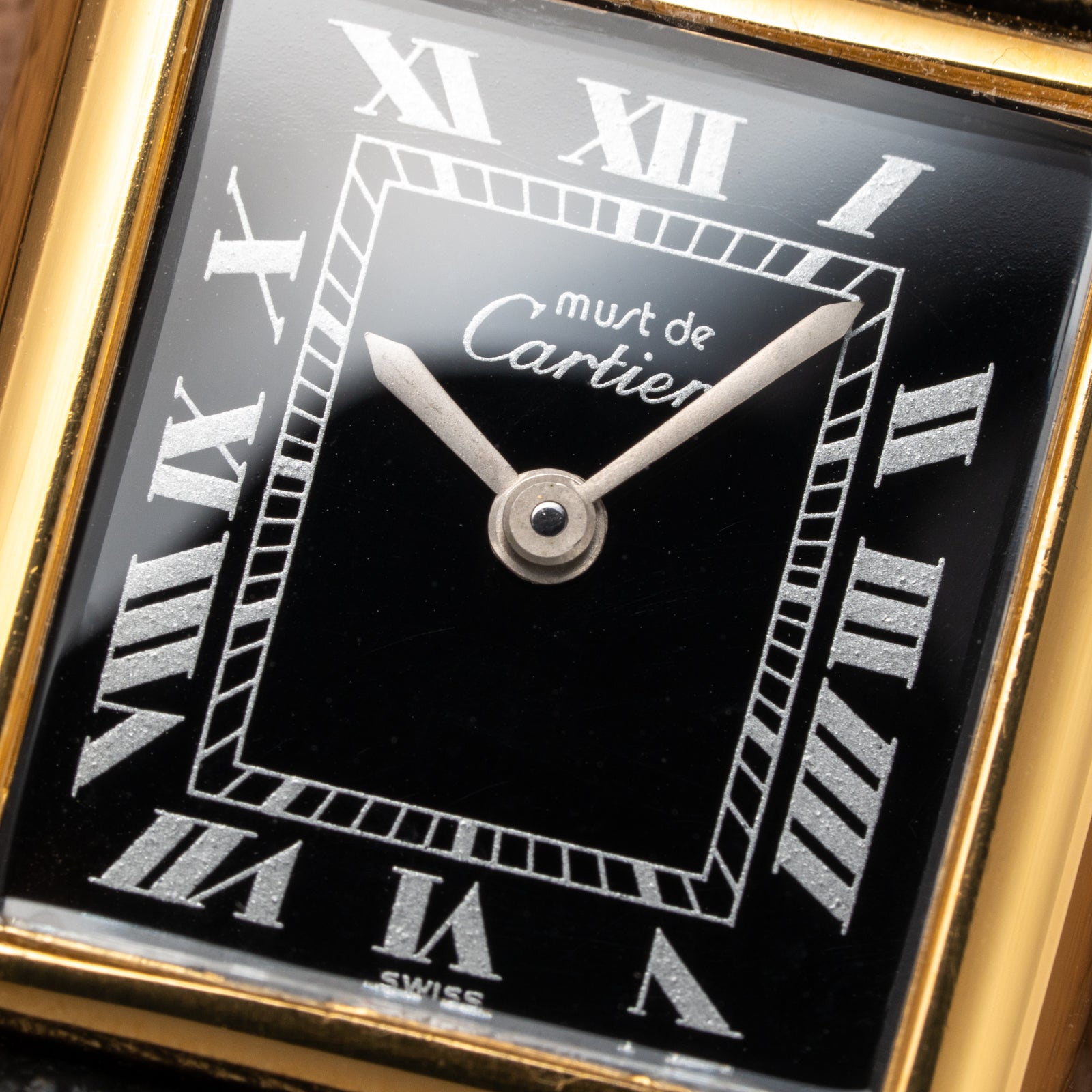 Cartier Tank Must de Vermeil Black Roman Dial PM 1980s