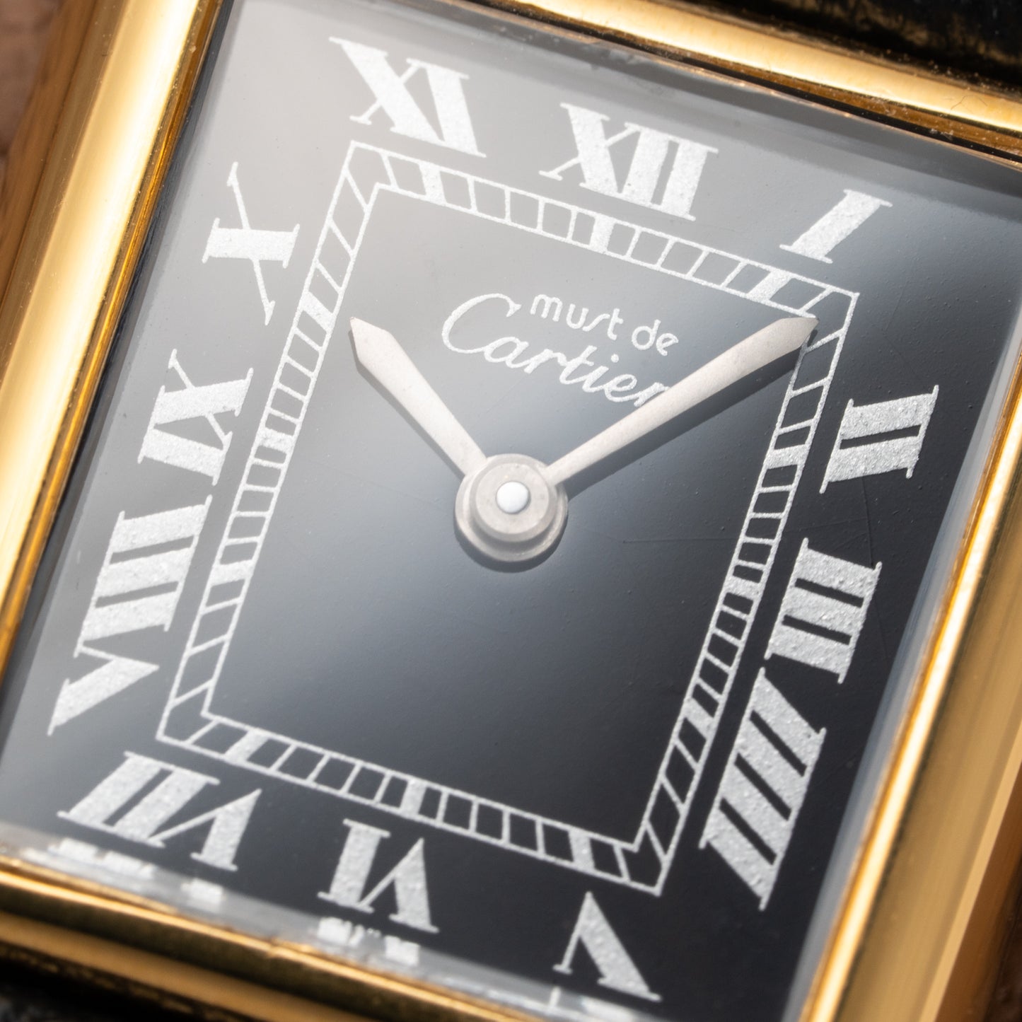Cartier Tank Must de Vermeil Black Roman Dial PM 1980s