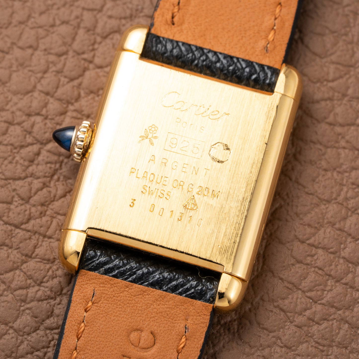 Cartier Tank Must de Vermeil Black Roman Dial PM 1980s