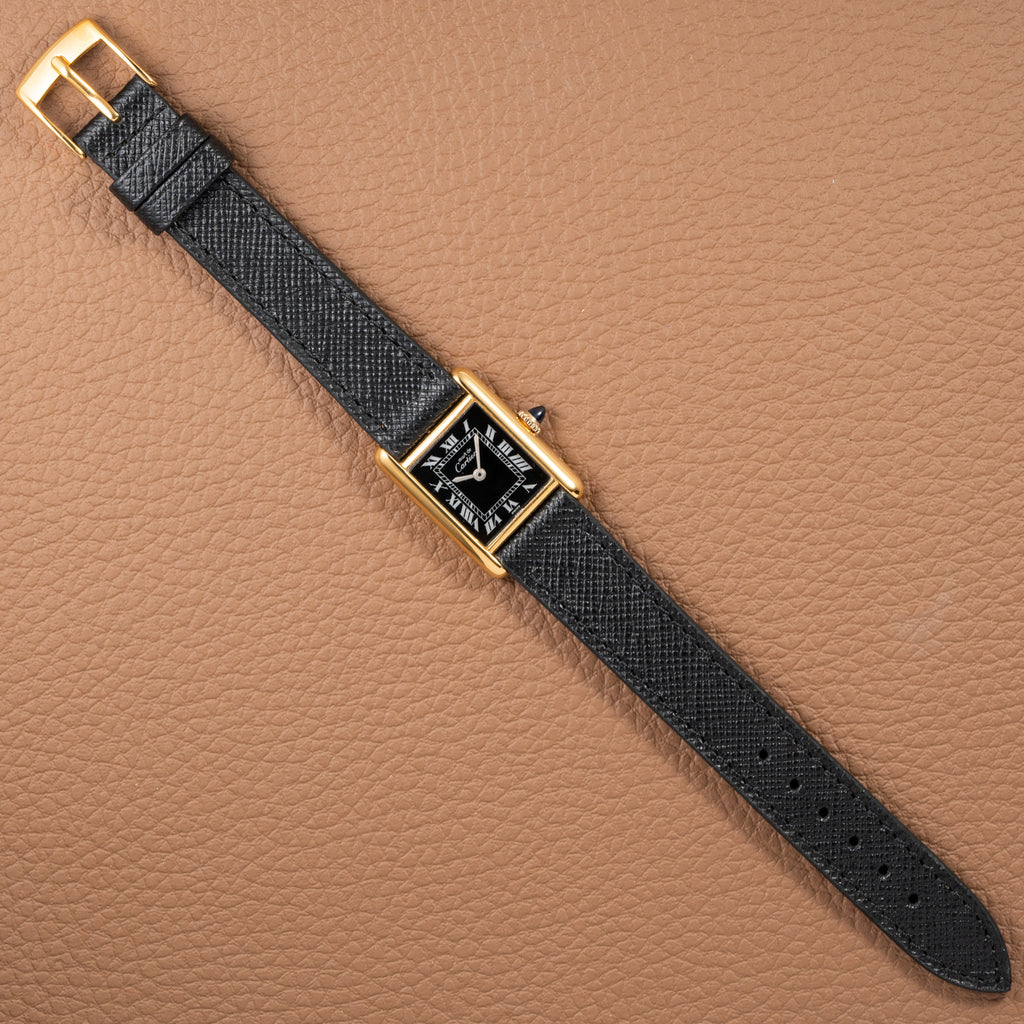 Cartier Tank Must de Vermeil Black Roman Dial PM 1980s
