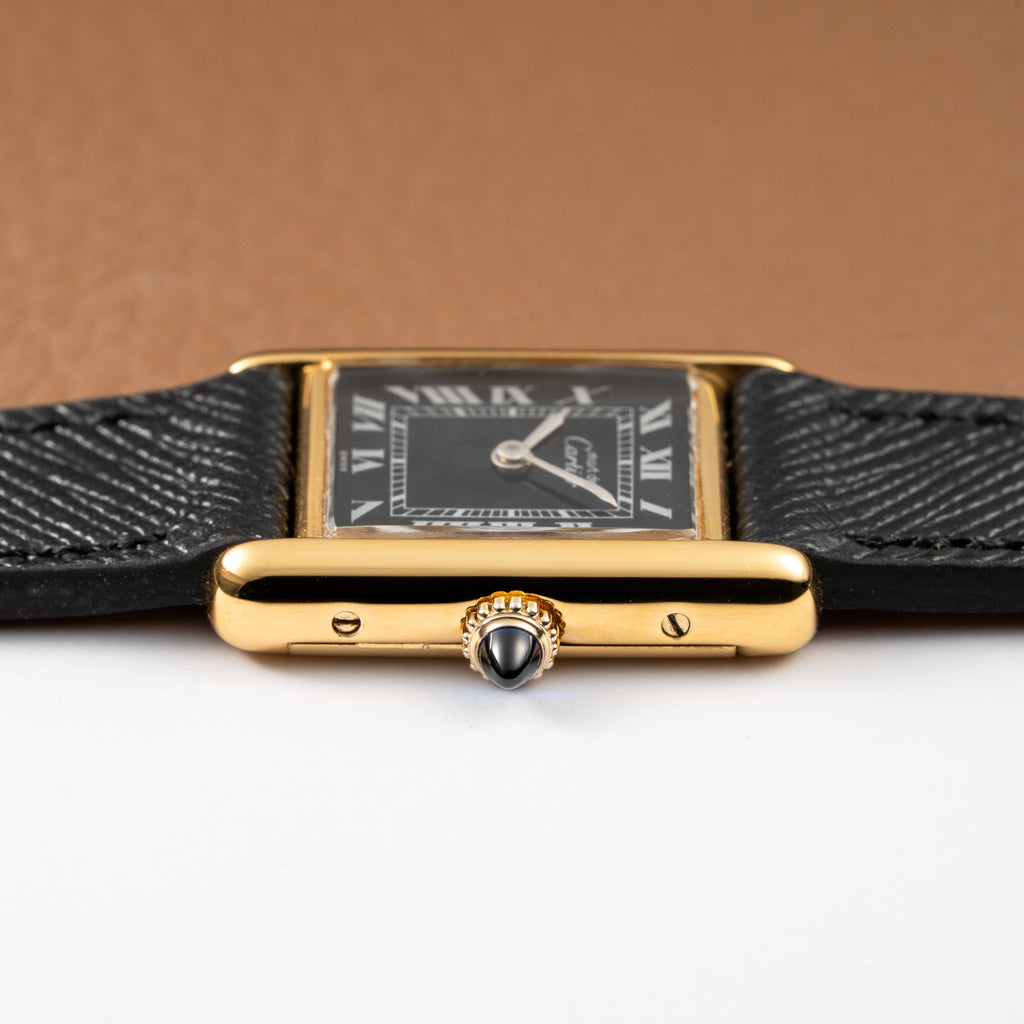 Cartier Tank Must de Vermeil Black Roman Dial PM 1980s