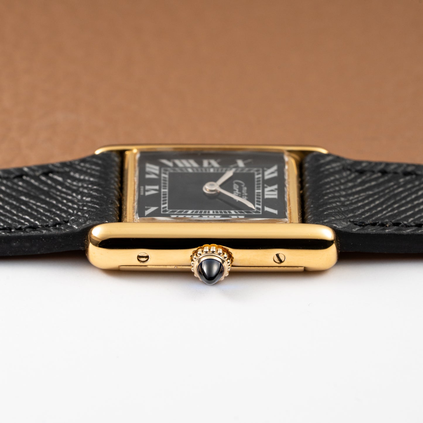 Cartier Tank Must de Vermeil Black Roman Dial PM 1980s