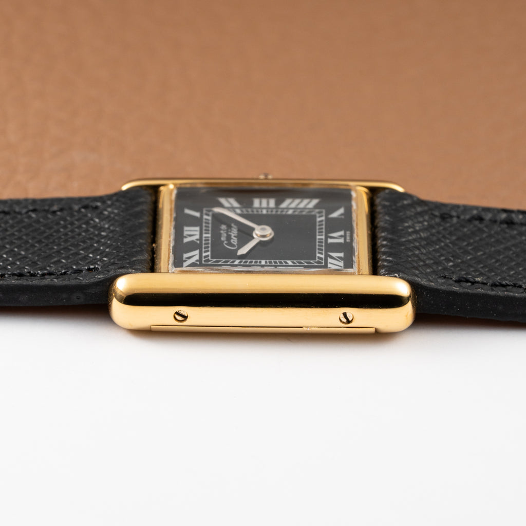 Cartier Tank Must de Vermeil Black Roman Dial PM 1980s