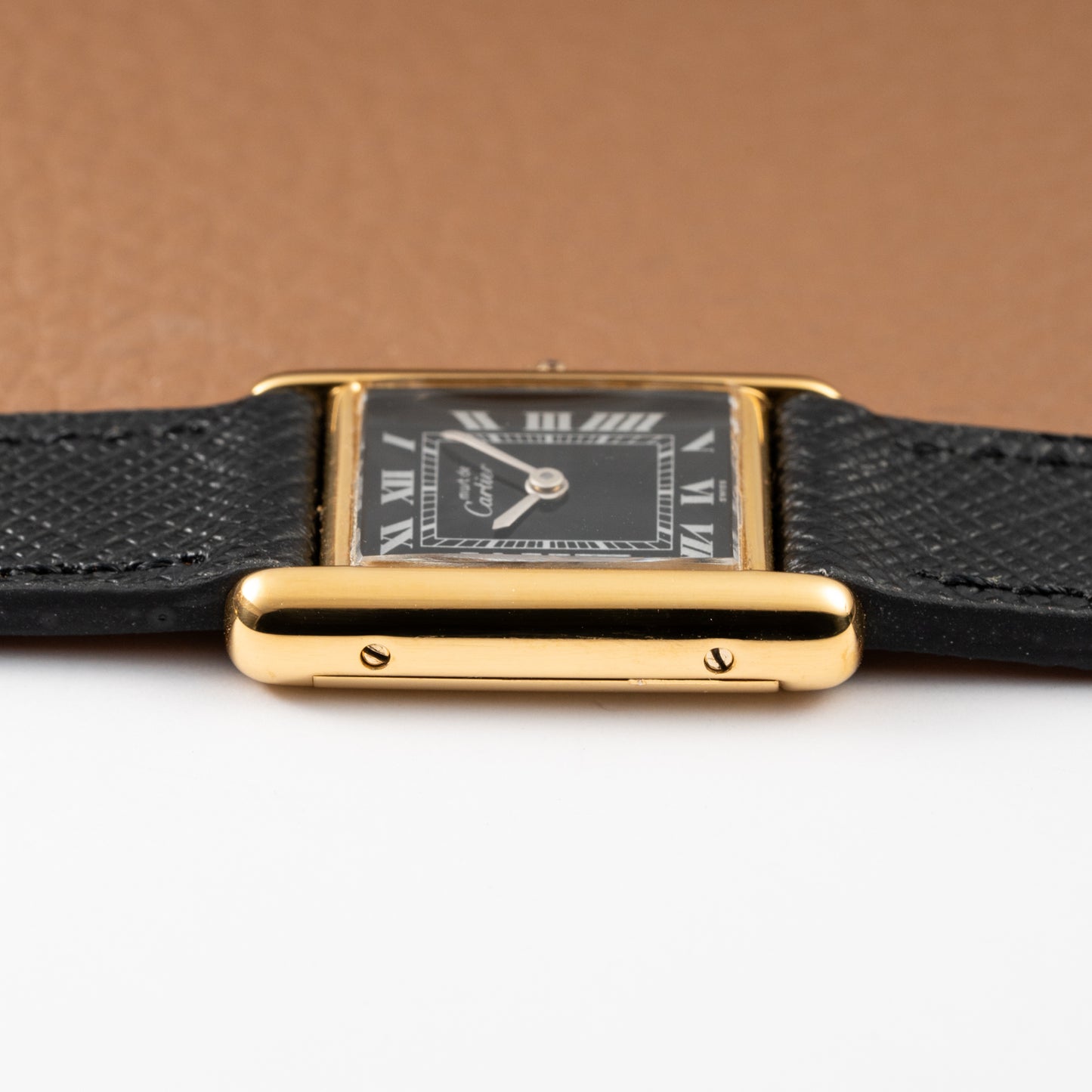Cartier Tank Must de Vermeil Black Roman Dial PM 1980s