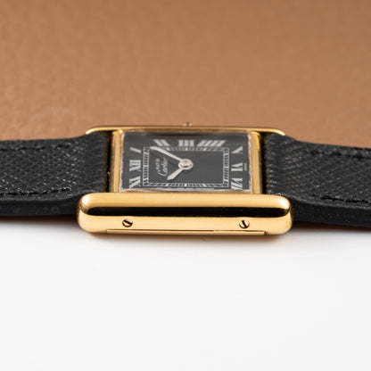 Cartier Tank Must de Vermeil Black Roman Dial PM 1980s