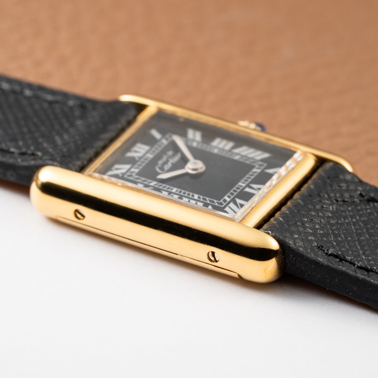 Cartier Tank Must de Vermeil Black Roman Dial PM 1980s